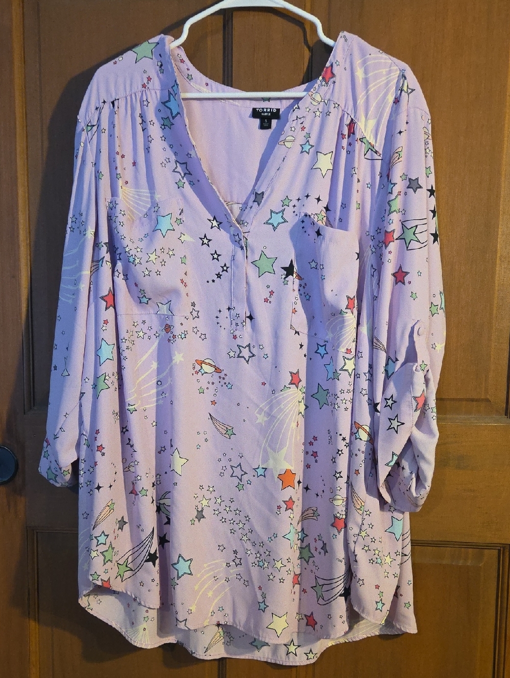 torrid Lavender Star & Comet Print Harper Blouse